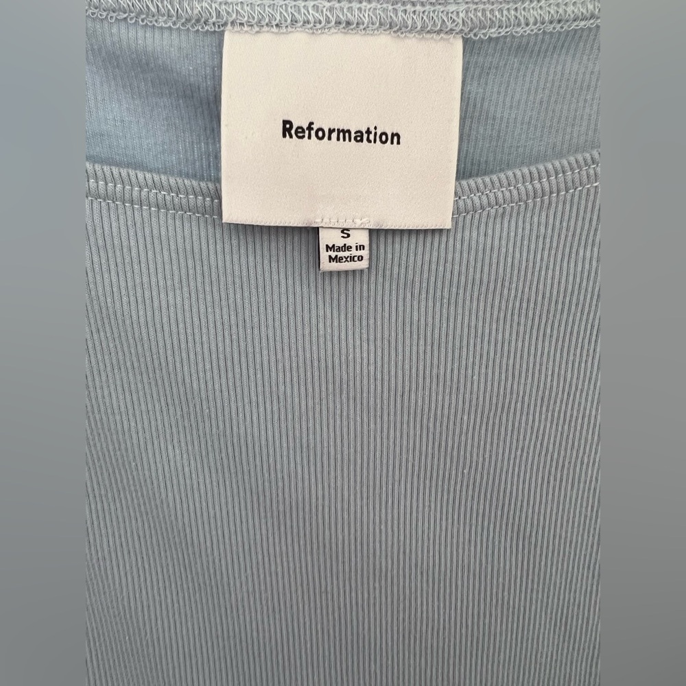 Reformation Light Blue Ribbed Button-Side Tank - Picture 3 of 6
